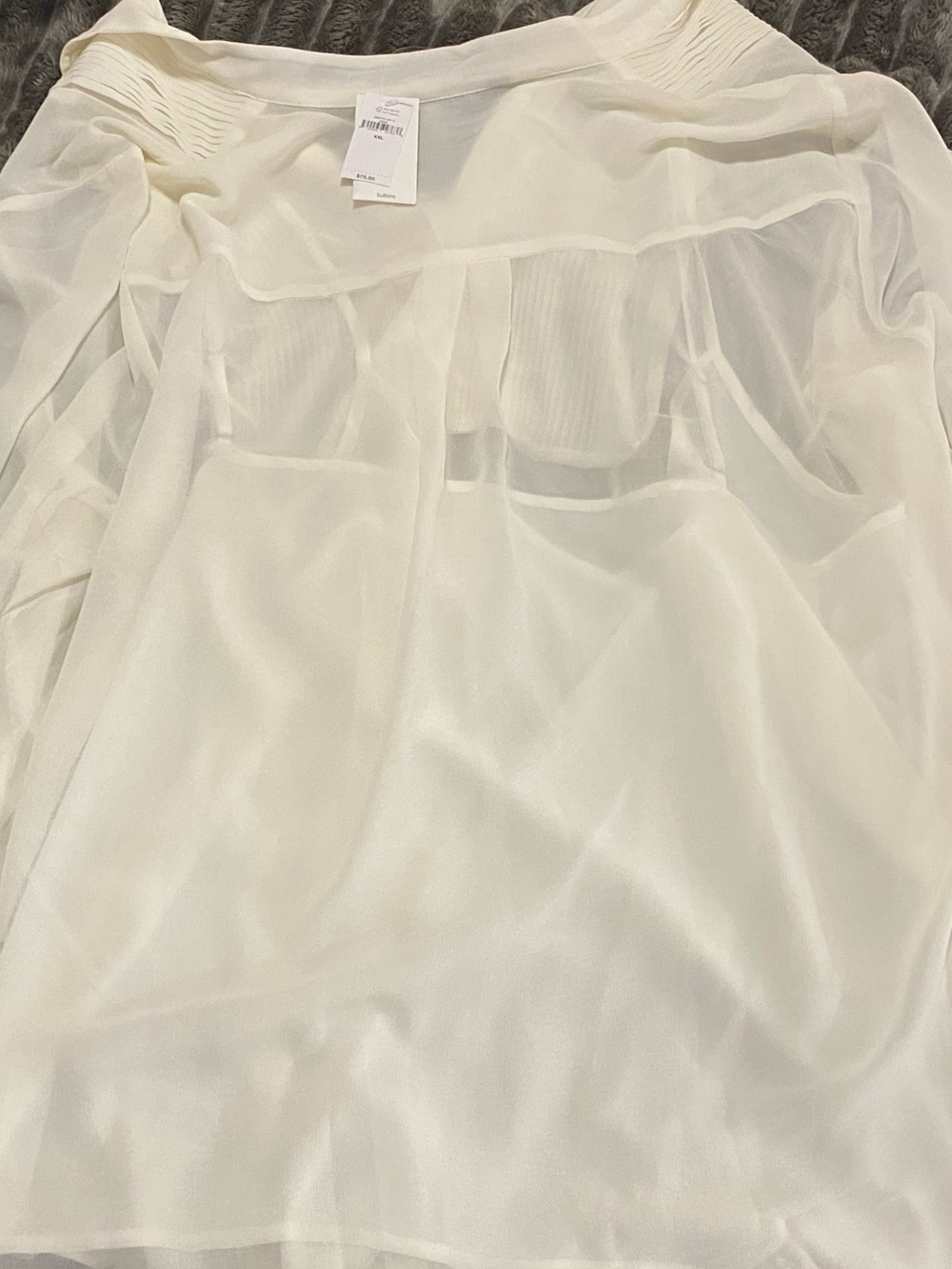 Banana Republic Sheer Ivory Long-Sleeve Button-Down Shirt - Picture 3 of 3